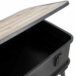 Viadurini Living Konsolentisch Flur-Konsole mit Behälter im Industriedesign aus Eisen und Holz - Gomes