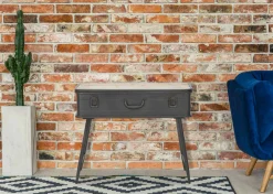 Viadurini Living Konsolentisch Flur-Konsole mit Behälter im Industriedesign aus Eisen und Holz - Gomes