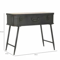 Viadurini Living Konsolentisch Flur-Konsole mit Behälter im Industriedesign aus Eisen und Holz - Gomes