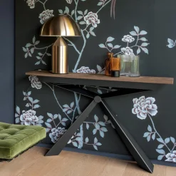 Viadurini Living Konsolentisch Flur-Konsole mit Platte in Mörteloptik und Metallsockel Made in Italy - Timedio