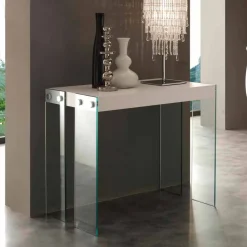 Viadurini Living Ausziehbarer Konsolentisch-Konsole verlängerbar mit Hartglas Beinen in modernem Design Miss
