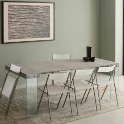 Viadurini Living Ausziehbarer Konsolentisch-Konsole verlängerbar mit Hartglas Beinen in modernem Design Miss