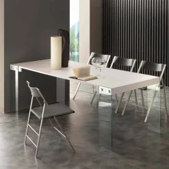 Viadurini Living Ausziehbarer Konsolentisch-Konsole verlängerbar mit Hartglas Beinen in modernem Design Miss