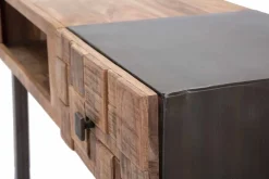Viadurini Living Konsolentisch Flur-Konsolentisch aus Eisen und Akazienholz mit Design-Schublade - Dena