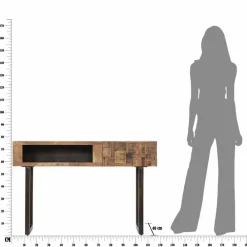 Viadurini Living Konsolentisch Flur-Konsolentisch aus Eisen und Akazienholz mit Design-Schublade - Dena