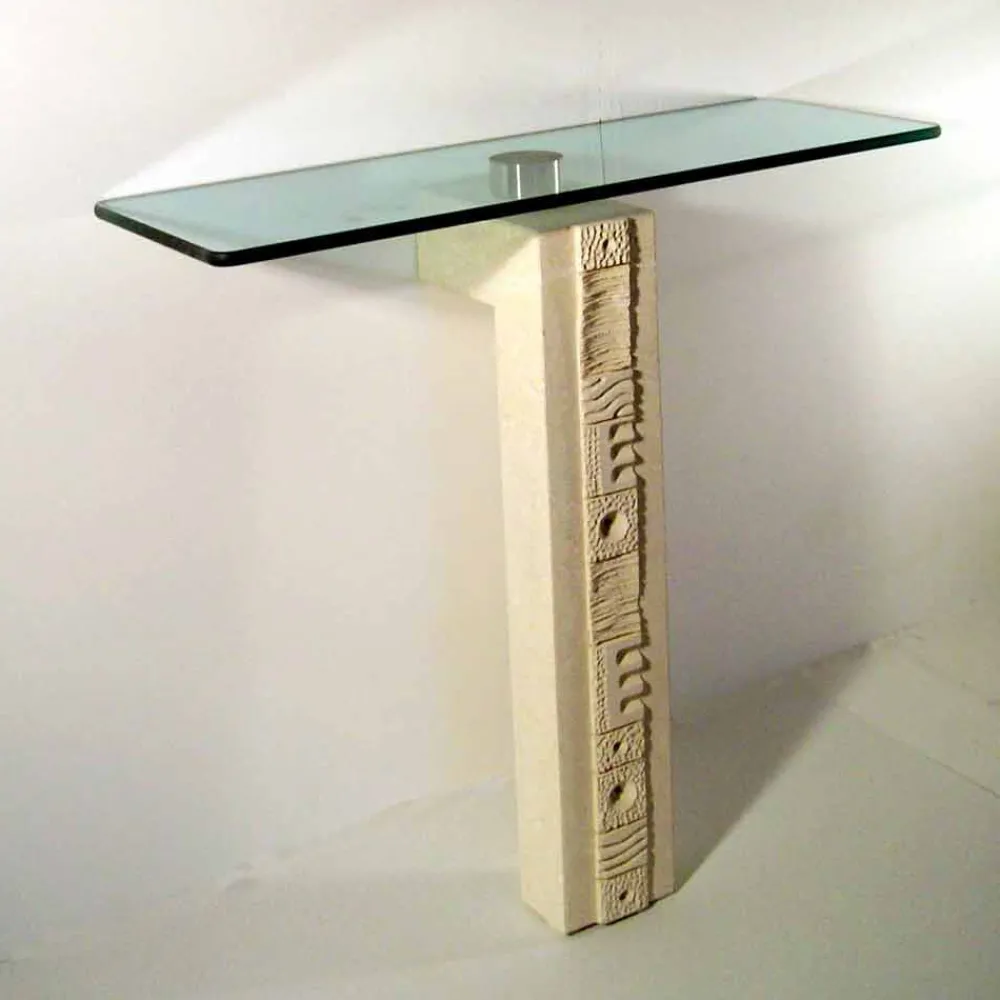 Viadurini Living Konsolentisch Flur-Konsolentisch rechteckig aus Stein und Kristall Abidos