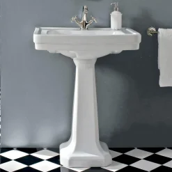 Viadurini Bathroom Keramikwaschbecken-Konsolenwaschbecken auf Vintage-Säule aus Keramik Made in Italy - Marwa