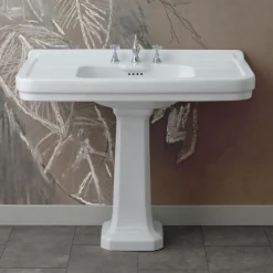 Viadurini Bathroom Keramikwaschbecken-Konsolen-Waschtischsäule aus handgefertigter Keramik L 104 cm - Wollie