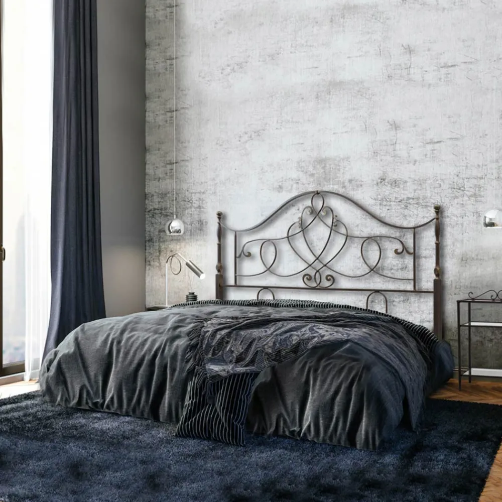 Viadurini Night Design Schmiedeeisen Doppelbetten-Kopfteil aus röhrenförmigem Eisen für Doppelbetten, Antik-Braun-Gold – Größe