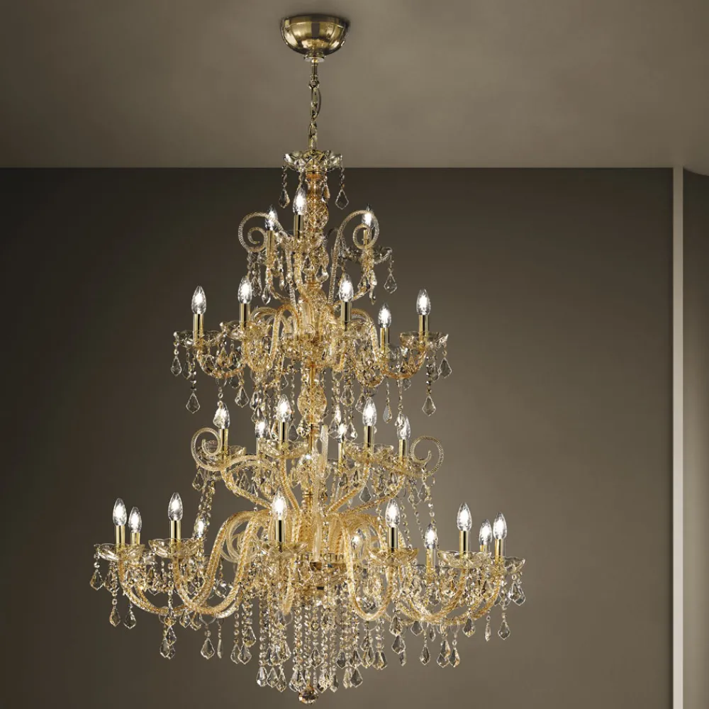 Viadurini Lighting Klassische Kronleuchter-Kronleuchter 27 Lichter aus venezianischem Glas, handgefertigt in Italien - Florentiner