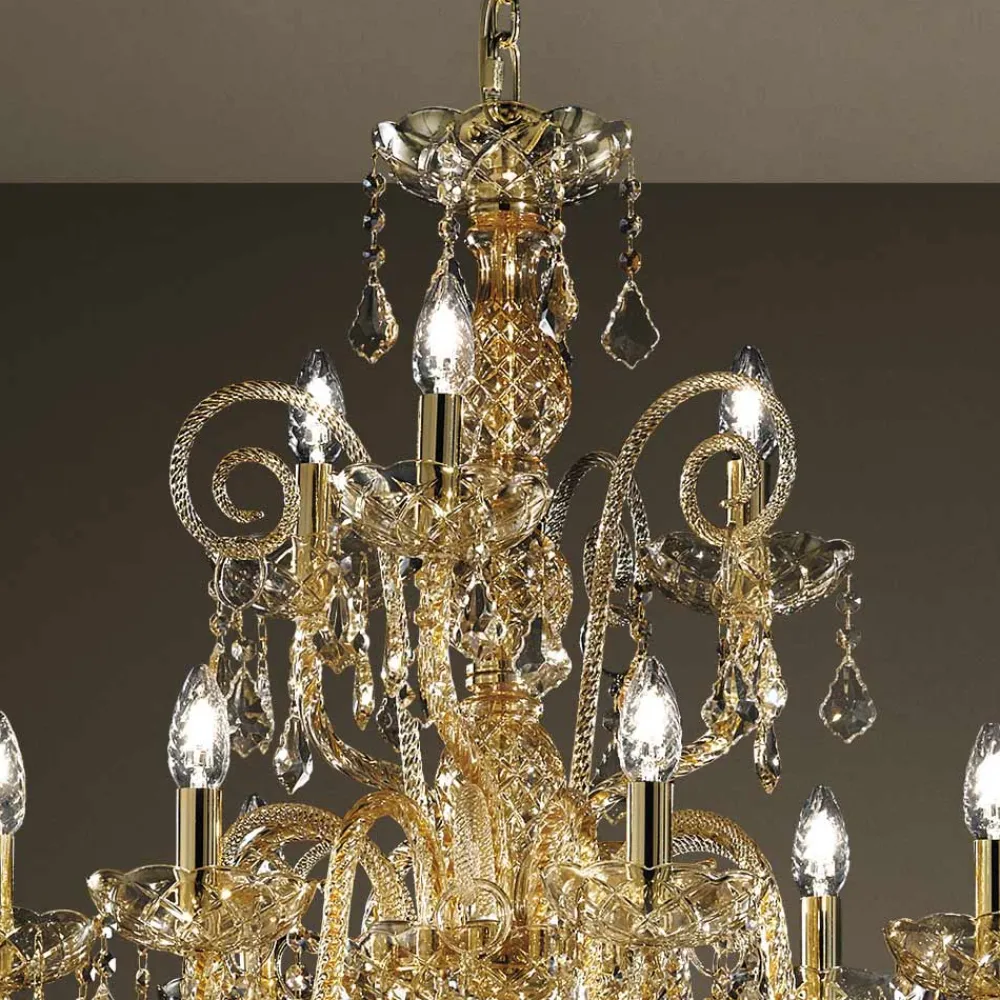 Viadurini Lighting Klassische Kronleuchter-Kronleuchter 27 Lichter aus venezianischem Glas, handgefertigt in Italien - Florentiner