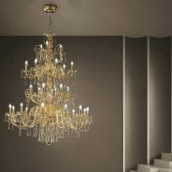 Viadurini Lighting Klassische Kronleuchter-Kronleuchter 27 Lichter aus venezianischem Glas, handgefertigt in Italien - Florentiner