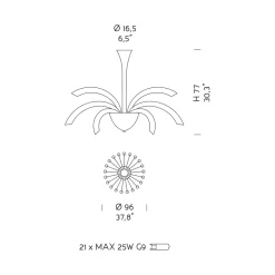 Viadurini Lighting Moderne Kronleuchter-Kronleuchter 21 Lichter aus handgefertigtem venezianischem Glas und Metall - Jason