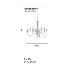 Viadurini Lighting Klassische Kronleuchter-Kronleuchter 8 Lichter Klassisches italienisches Glas Handgefertigt Blaugrün - Similo