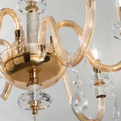 Viadurini Lighting Klassische Kronleuchter-Kronleuchter 6 Lichter Klassisches italienisches Glas Handgefertigt Bernstein - Similo