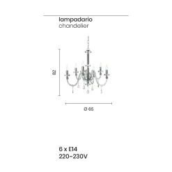 Viadurini Lighting Klassische Kronleuchter-Kronleuchter 6 Lichter Klassisches italienisches Glas Handgefertigt Bernstein - Similo