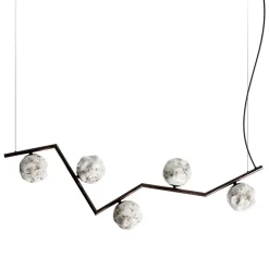 Viadurini Lighting Design Kronleuchter-Kronleuchter aus dunklem Messing und Steinglas, hergestellt in Italien – Bottega