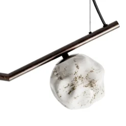 Viadurini Lighting Design Kronleuchter-Kronleuchter aus dunklem Messing und Steinglas, hergestellt in Italien – Bottega