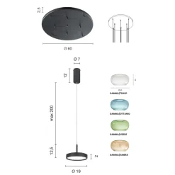 Viadurini Lighting Moderne Kronleuchter-Kronleuchter aus goldlackiertem Metall und LED-Licht und farbigem Glas – Hainbuche
