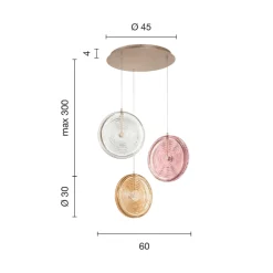 Viadurini Lighting Moderne Kronleuchter-Kronleuchter aus lackiertem Metall und Glas, verziert mit konzentrischen Linien – Hackberry