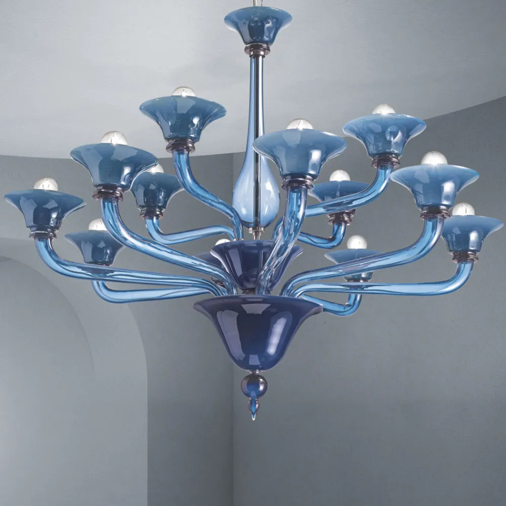 Viadurini Lighting Moderne Kronleuchter-Kronleuchter aus venezianischem Glas 12 Lichter Made in Italy - Ismail