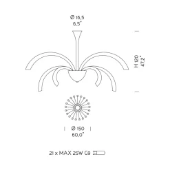 Viadurini Lighting Moderne Kronleuchter-Kronleuchter aus venezianischem Glas mit 21 Lichtern, handgefertigt in Italien - Jason