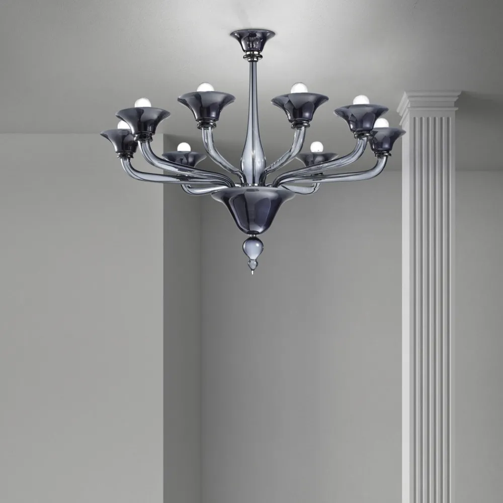 Viadurini Lighting Moderne Kronleuchter-Kronleuchter aus venezianischem Glas 8-flammig Made in Italy - Ismail
