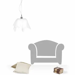 Viadurini Lighting Moderne Pendelleuchten-Kronleuchter aus weißem Satin mit Dafne-Draperie aus Italien