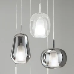 Viadurini Lighting Moderne Kronleuchter-Kronleuchter mit 6 Diffusoren aus geräuchertem und transparentem Glas Made in Italy - Trilly