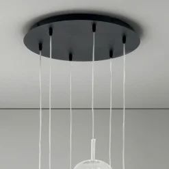 Viadurini Lighting Moderne Kronleuchter-Kronleuchter mit 6 Diffusoren aus geräuchertem und transparentem Glas Made in Italy - Trilly