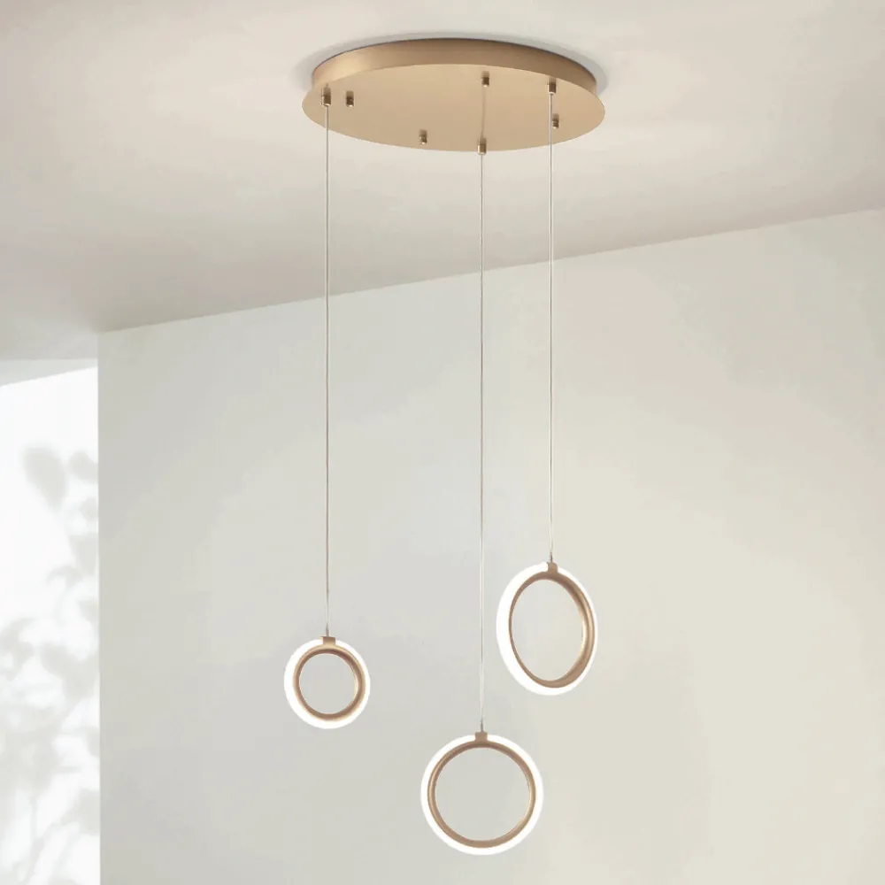 Viadurini Lighting Moderne Kronleuchter-Kronleuchter mit 3 LED-Leuchten aus lackiertem Metall und optionalem Glas – Zeder