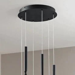 Viadurini Lighting Moderne Kronleuchter-Kronleuchter mit 6 LED-Leuchten aus lackiertem Metall und verstellbaren Kabeln – Lärche