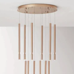 Viadurini Lighting Moderne Kronleuchter-Kronleuchter mit 12 LED-Leuchten aus lackiertem Metall und verstellbaren Kabeln – Lärche