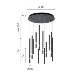 Viadurini Lighting Moderne Kronleuchter-Kronleuchter mit 12 LED-Leuchten aus lackiertem Metall und verstellbaren Kabeln – Lärche