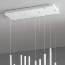 Viadurini Lighting Moderne Kronleuchter-Kronleuchter mit 10 LED-Leuchten aus lackiertem Metall und verstellbaren Kabeln – Lärche