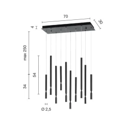 Viadurini Lighting Moderne Kronleuchter-Kronleuchter mit 10 LED-Leuchten aus lackiertem Metall und verstellbaren Kabeln – Lärche