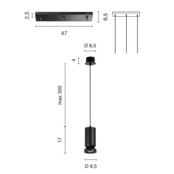 Viadurini Lighting Moderne Kronleuchter-Kronleuchter mit 3 LEDs aus pulverbeschichtetem Aluminium und verstellbarem Kabel – Buxus