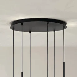 Viadurini Lighting Moderne Kronleuchter-Kronleuchter mit 6 LEDs aus schwarz lackiertem Metall und geblasenem Glas – Ailanto