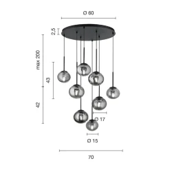 Viadurini Lighting Moderne Kronleuchter-Kronleuchter mit 8 LEDs aus goldlackiertem Metall und mundgeblasenem Glas – Ailanto