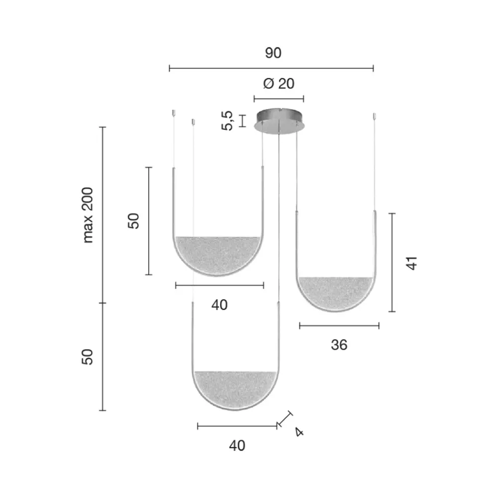 Viadurini Lighting Moderne Kronleuchter-Kronleuchter mit 3 LEDs mit herausnehmbarem Einsatz aus Granulatglas – Catalpa