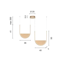 Viadurini Lighting Moderne Kronleuchter-Kronleuchter mit 2 LEDs mit abnehmbarem Einsatz aus Granulatglas – Catalpa