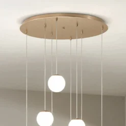 Viadurini Lighting Moderne Kronleuchter-Kronleuchter mit 8 LEDs, optional mit farbigem Glas abgedeckt und Sockel aus Metall – Buche