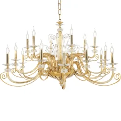 Viadurini Lighting Klassische Kronleuchter-Kronleuchter mit 18 Lichtern aus mundgeblasenem Glas und klassischem Luxuskristall - Cassea