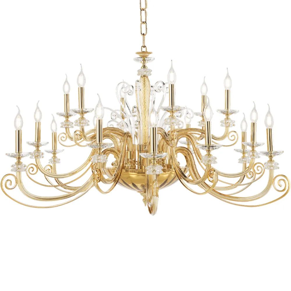 Viadurini Lighting Klassische Kronleuchter-Kronleuchter mit 18 Lichtern aus mundgeblasenem Glas und klassischem Luxuskristall - Cassea