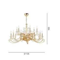 Viadurini Lighting Klassische Kronleuchter-Kronleuchter mit 18 Lichtern aus mundgeblasenem Glas und klassischem Luxuskristall - Cassea