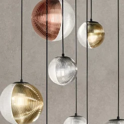 Viadurini Lighting Moderne Kronleuchter-Kronleuchter mit 8 Lichtern aus mundgeblasenem Glas in Form einer Kugel Made in Italy - Prilla