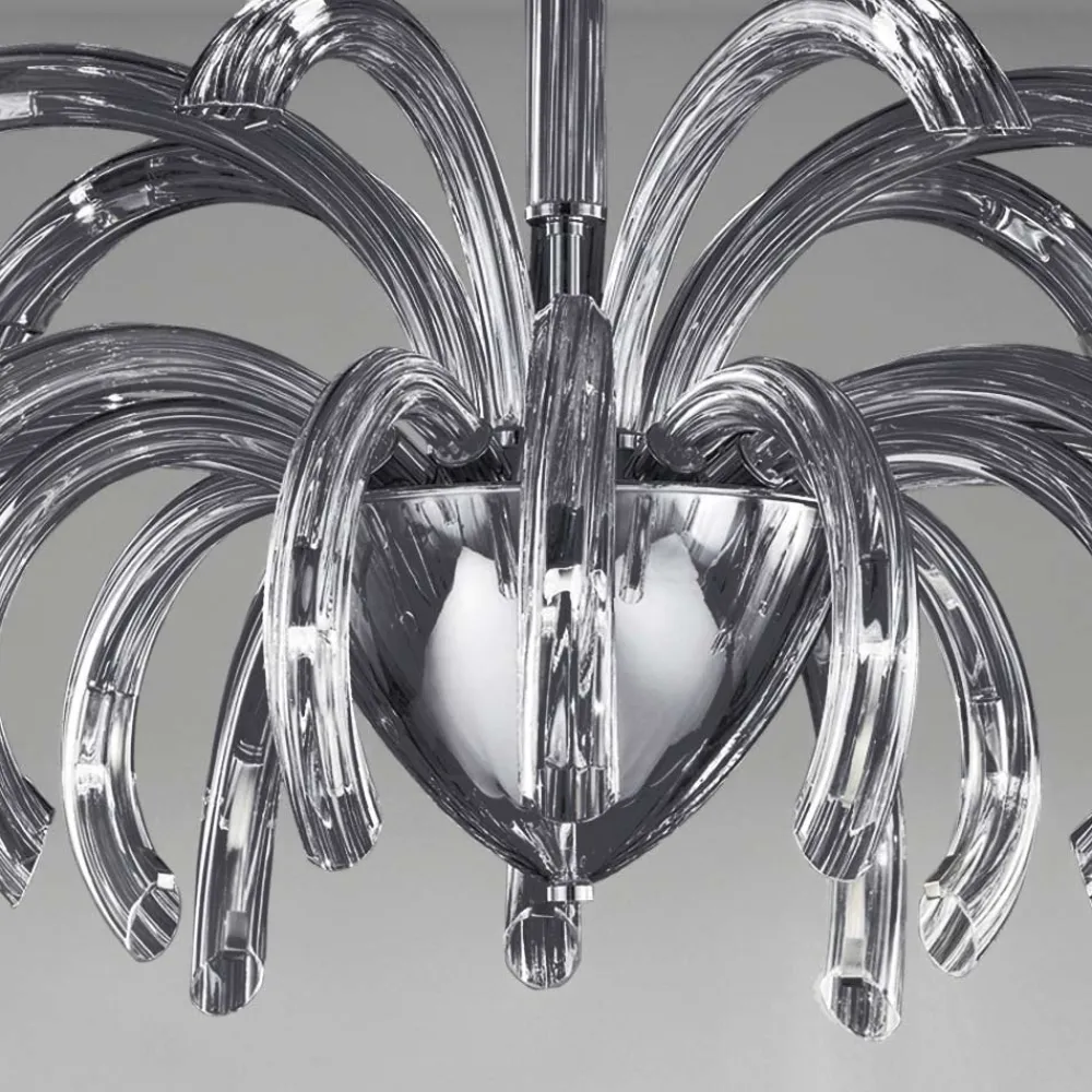 Viadurini Lighting Moderne Kronleuchter-Kronleuchter mit 15 Lichtern aus venezianischem Glas und verchromtem Metall Made in Italy - Jason