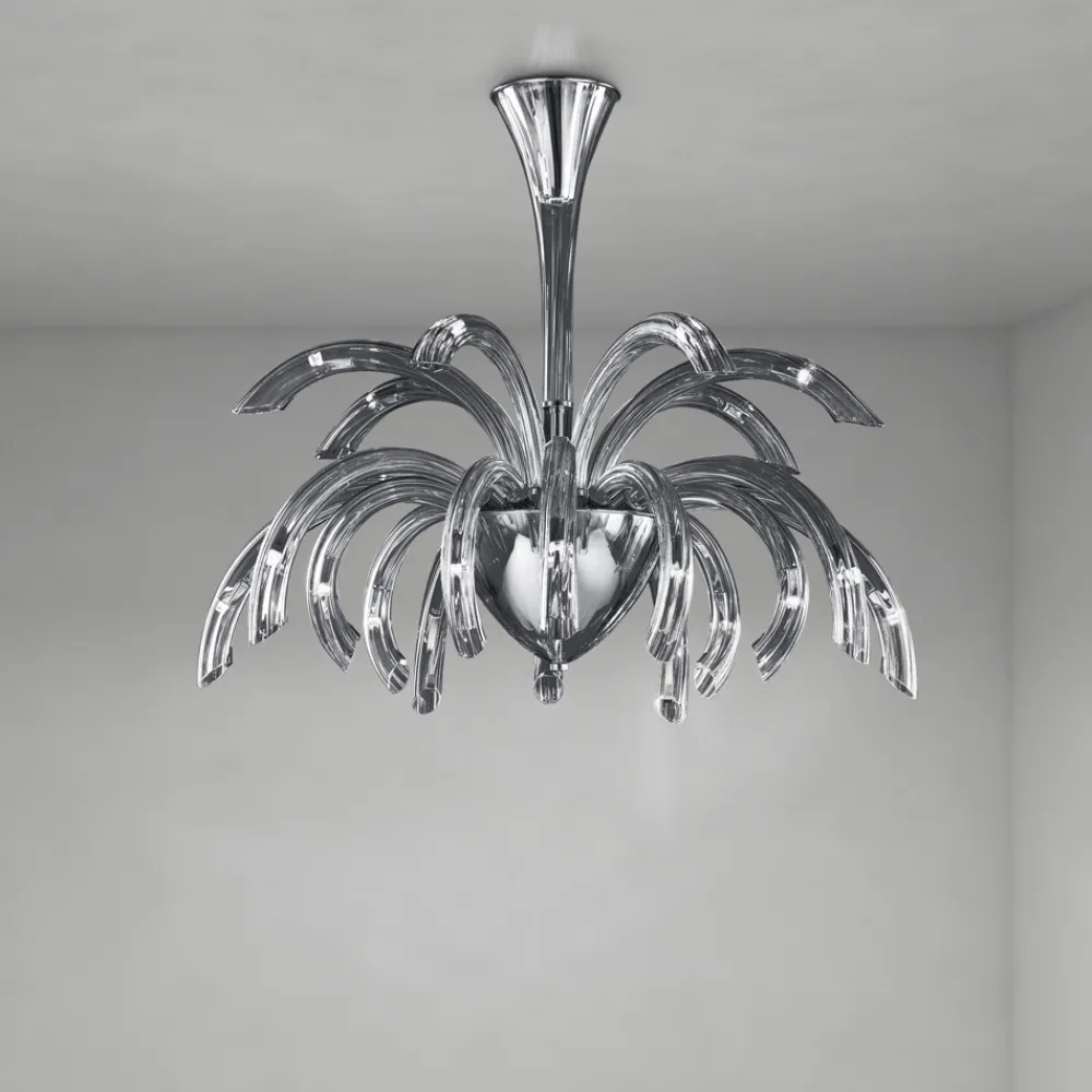 Viadurini Lighting Moderne Kronleuchter-Kronleuchter mit 15 Lichtern aus venezianischem Glas und verchromtem Metall Made in Italy - Jason