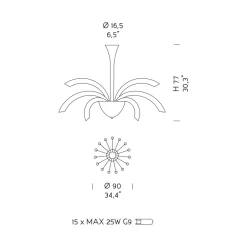 Viadurini Lighting Moderne Kronleuchter-Kronleuchter mit 15 Lichtern aus venezianischem Glas und verchromtem Metall Made in Italy - Jason