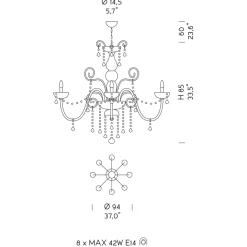 Viadurini Lighting Klassische Kronleuchter-Kronleuchter mit 8 Lichtern aus venezianischem Glas Made in Italy Classic - Florentiner